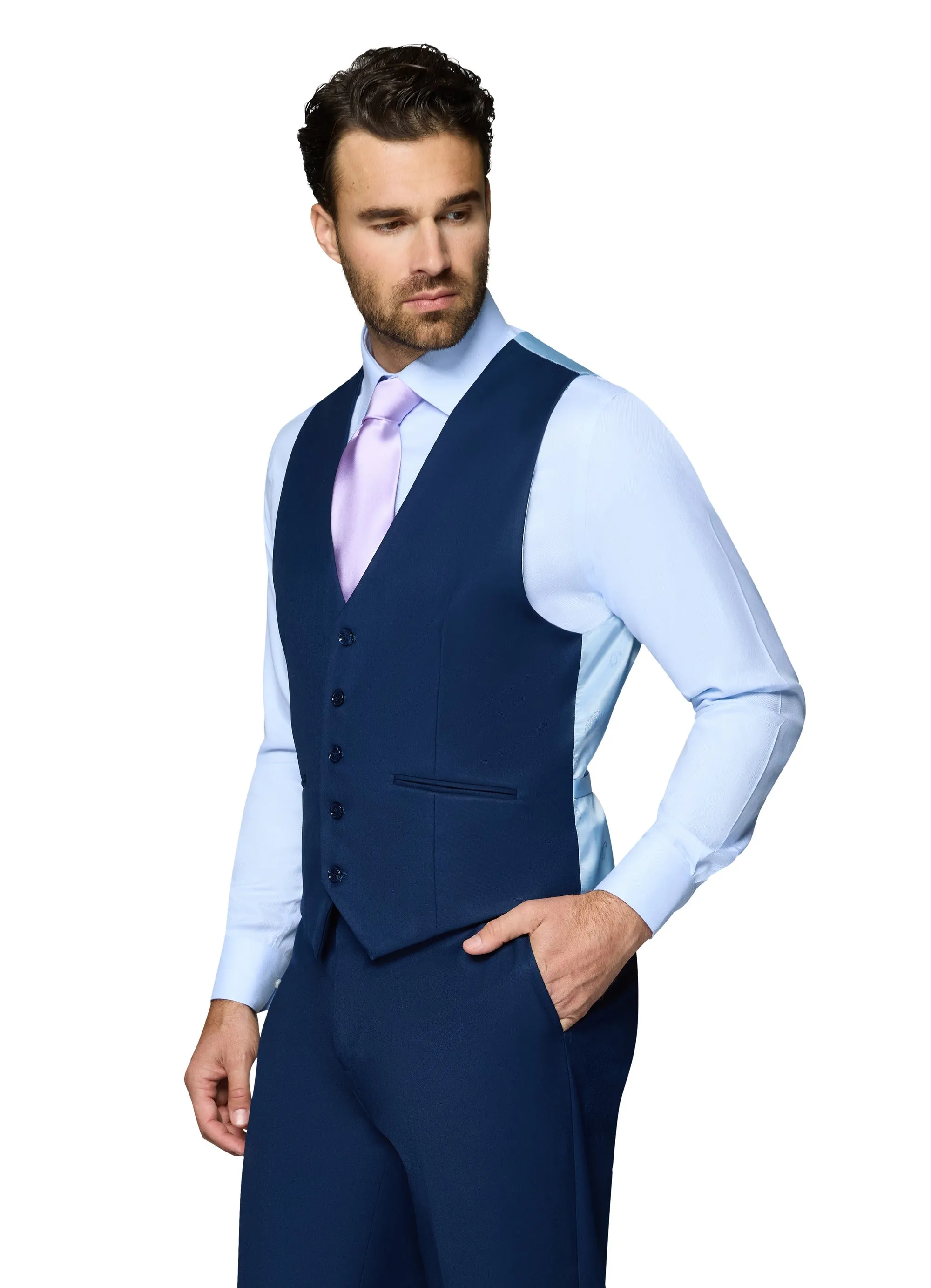 Bergamo Orange Solid Slim Fit Pants - New Blue