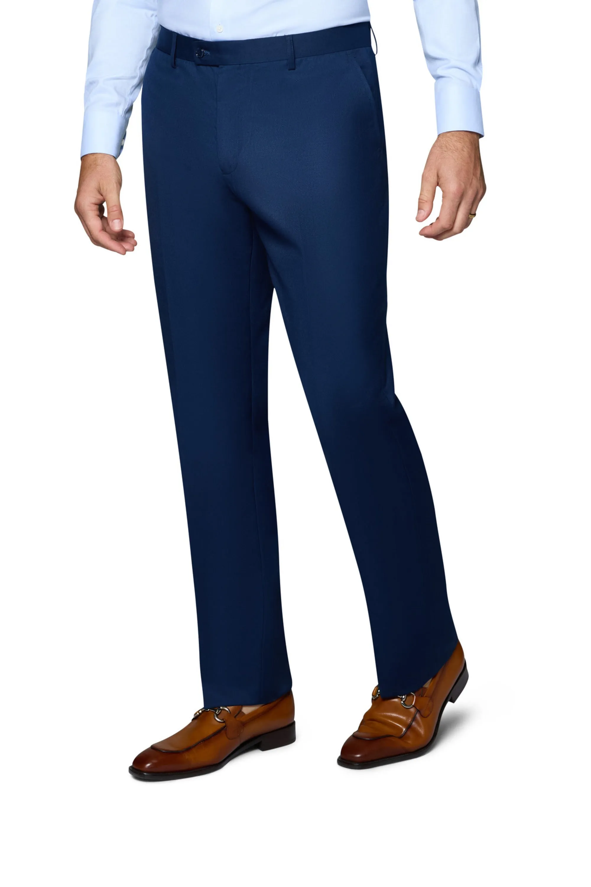 Bergamo Orange Solid Slim Fit Pants - New Blue