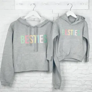 Besties Mum And Child Matching Hoodies Pastel