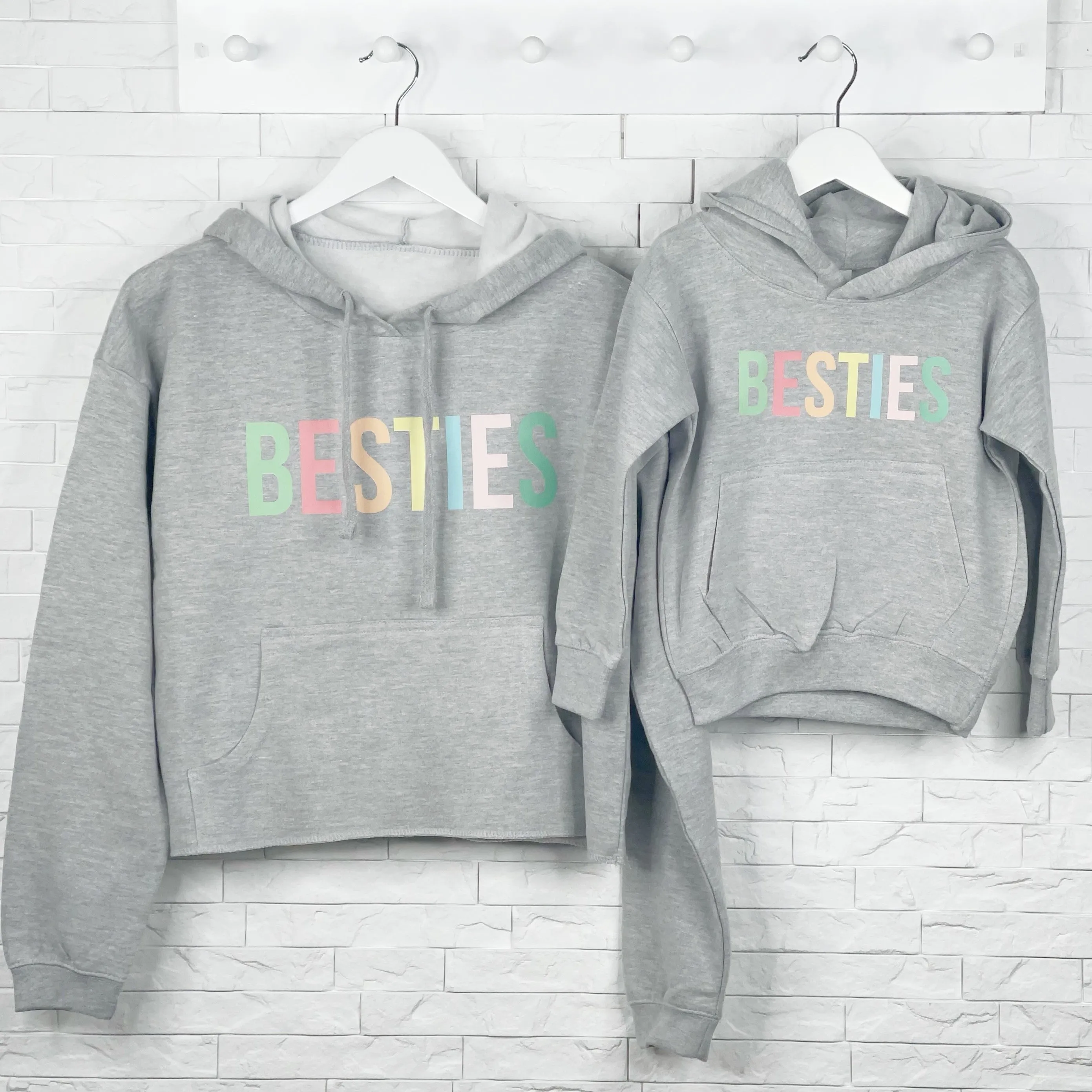 Besties Mum And Child Matching Hoodies Pastel