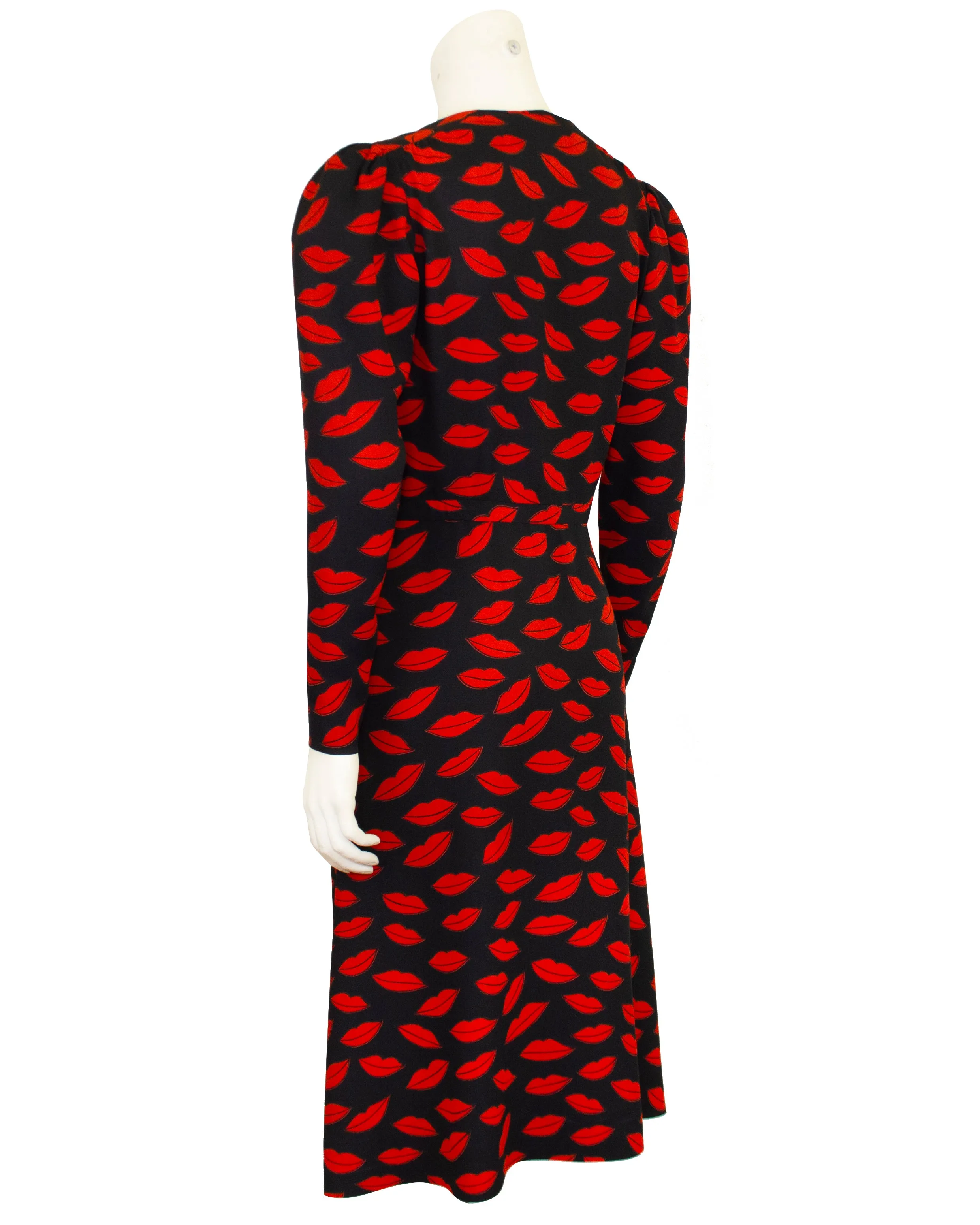 Black and Red Lip Dress with Original Flower From 1971