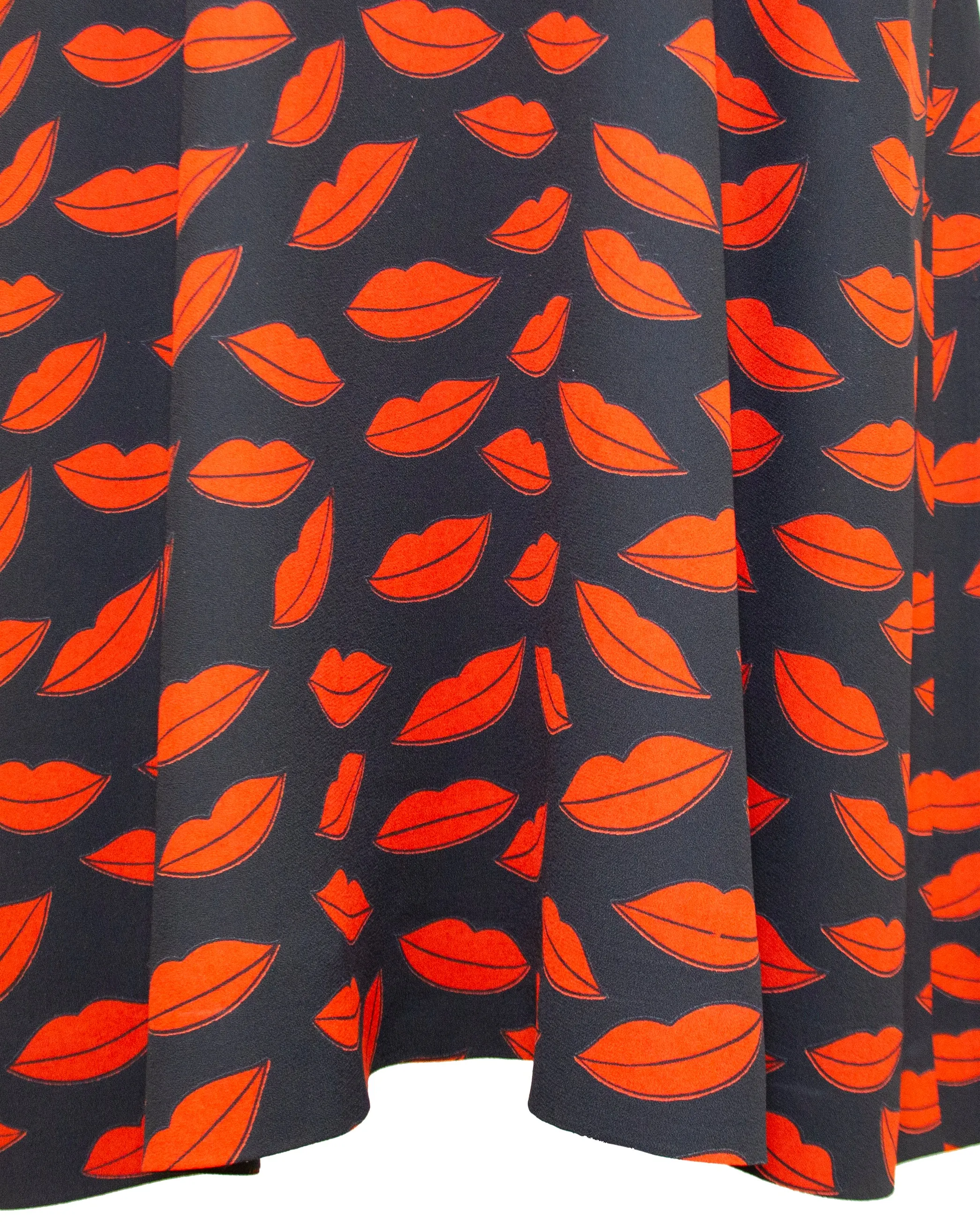 Black and Red Lip Dress with Original Flower From 1971