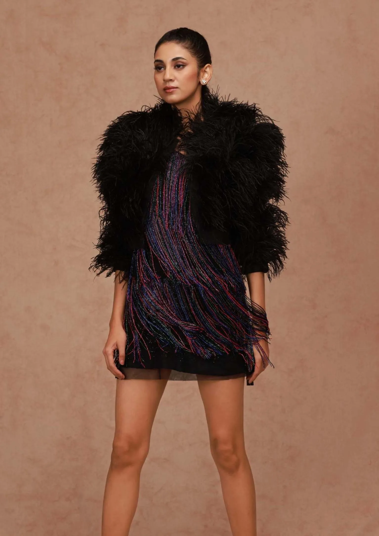 Black Feather Bolero Jacket