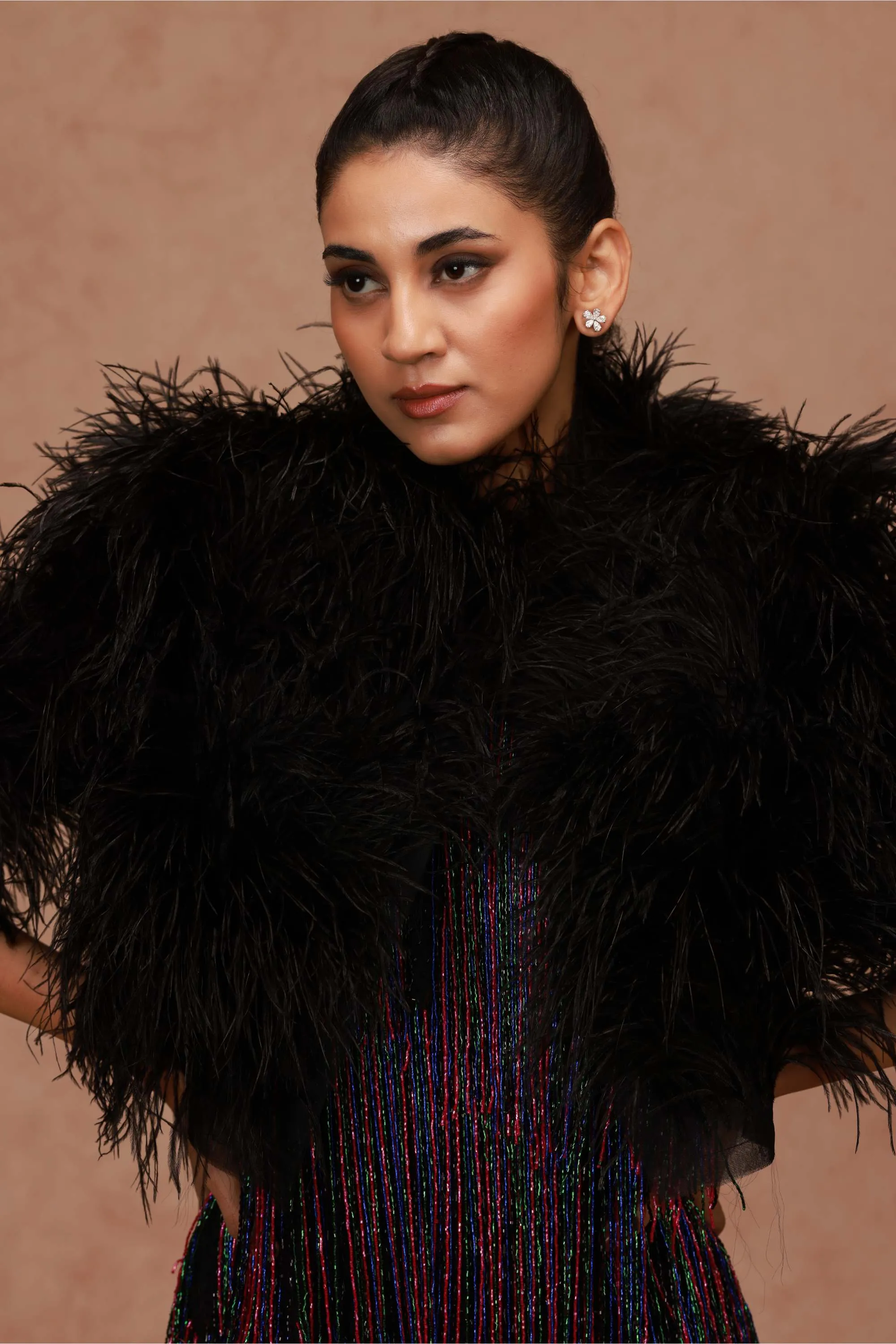 Black Feather Bolero Jacket