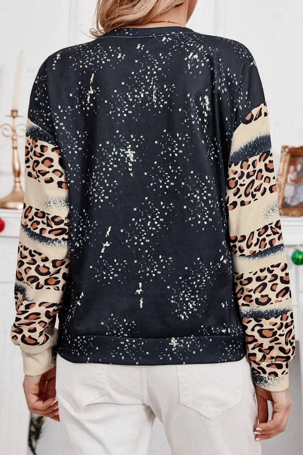 Black LET\'S WATCH THE SUNSET Tie Dye Leopard Sweatshirt