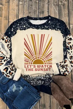 Black LET\'S WATCH THE SUNSET Tie Dye Leopard Sweatshirt