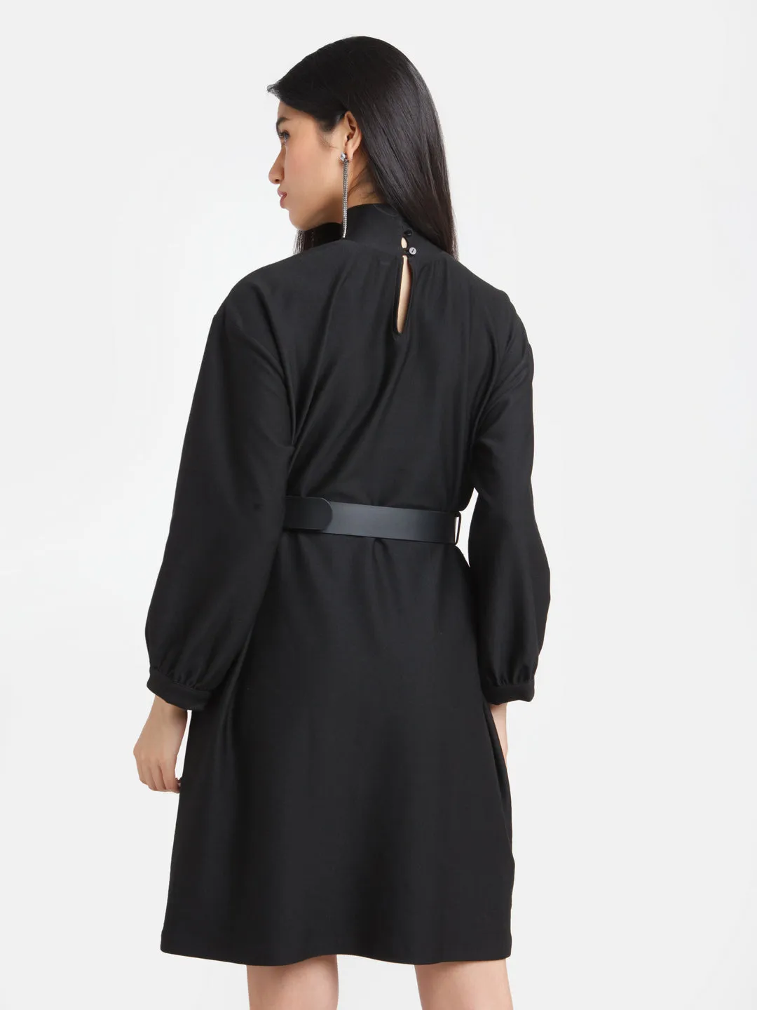 Black Solid Fitted Short Dress