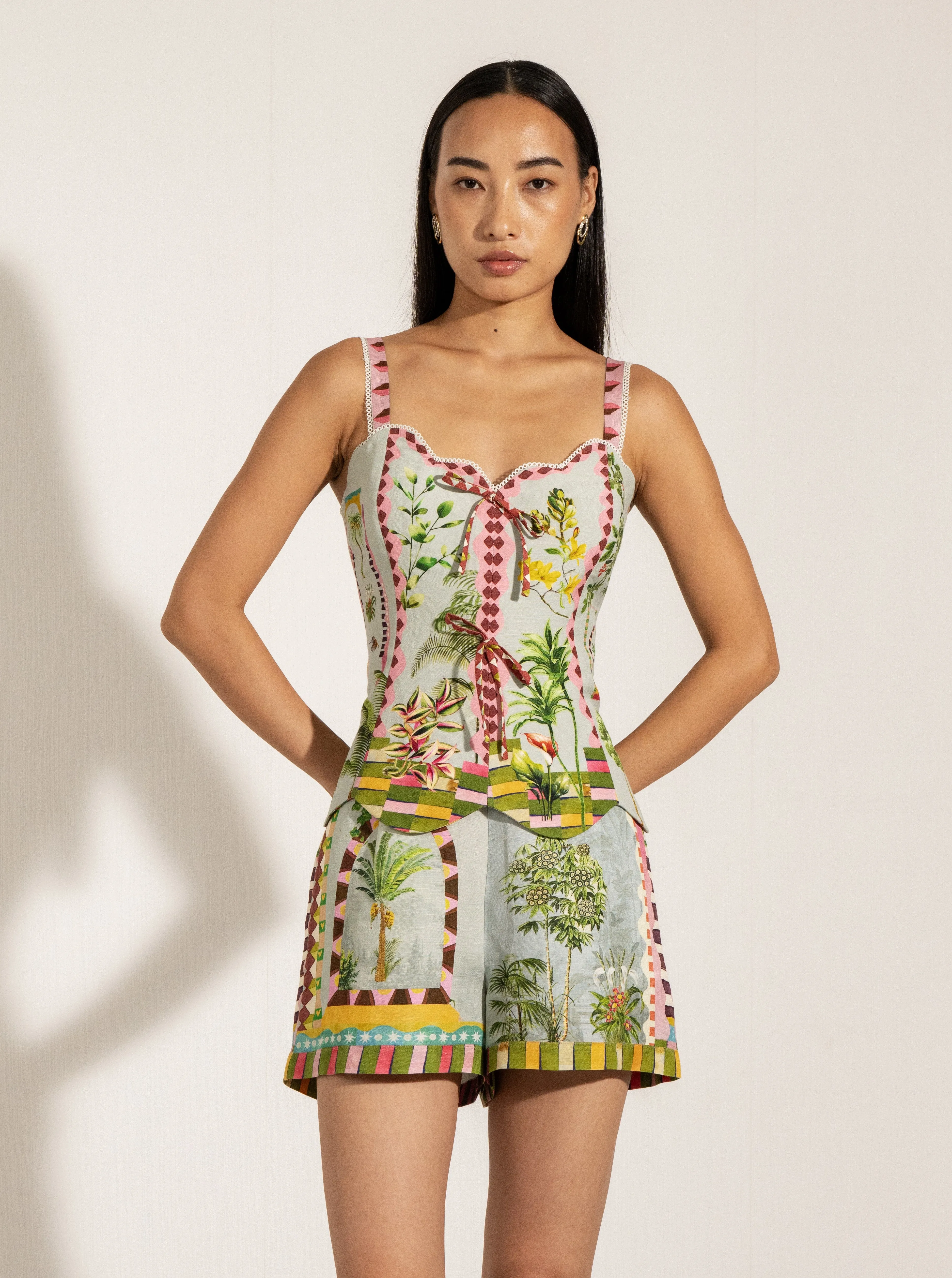 Bliss green bow top and opal shorts