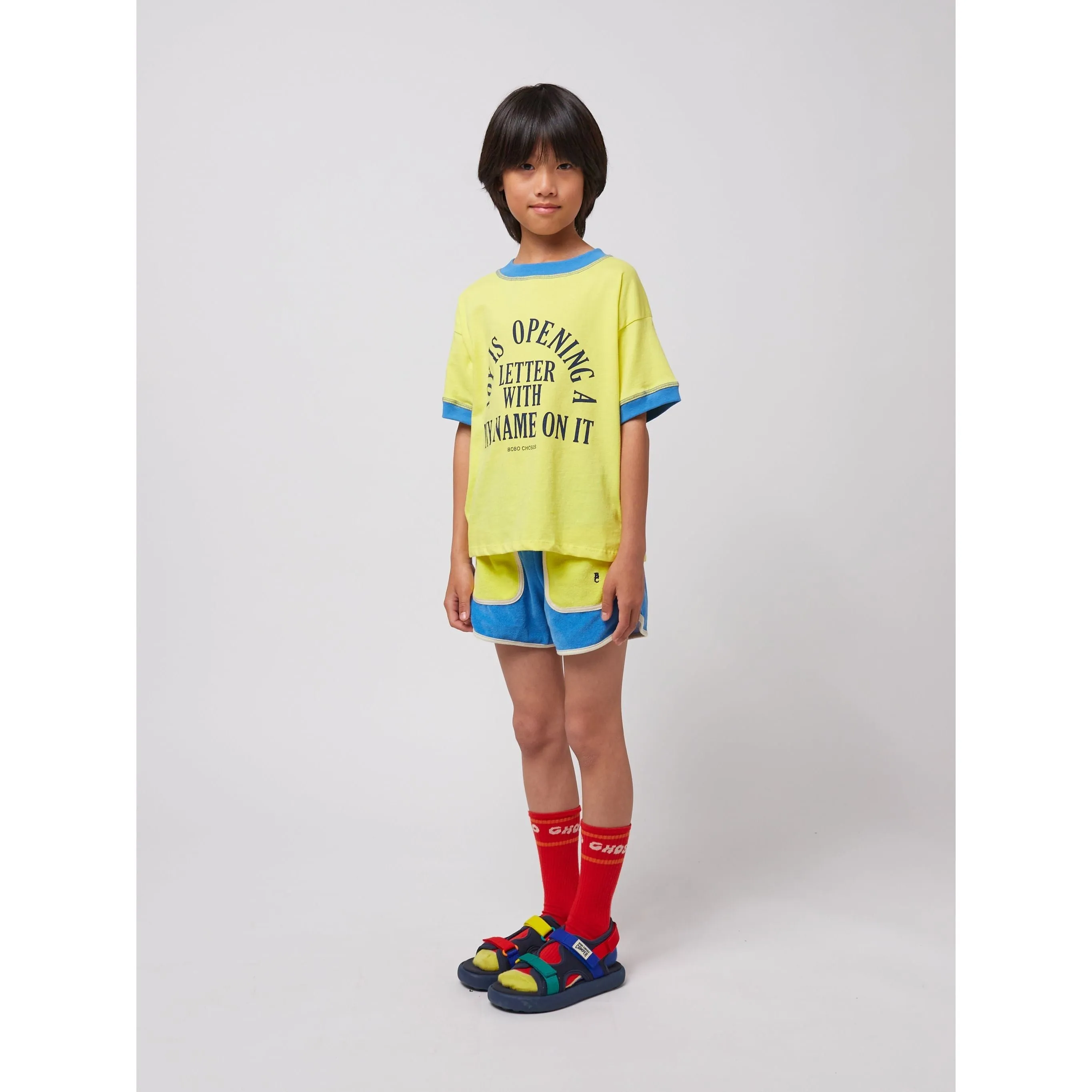 Blue Color Block Terry Cloth Shorts