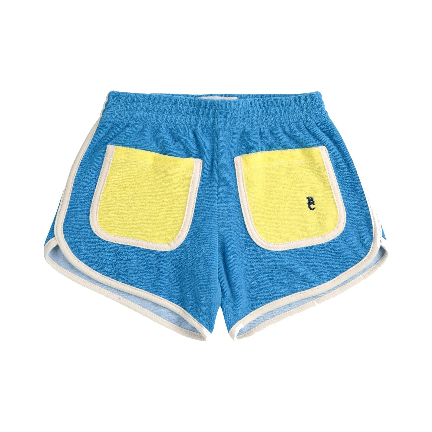 Blue Color Block Terry Cloth Shorts