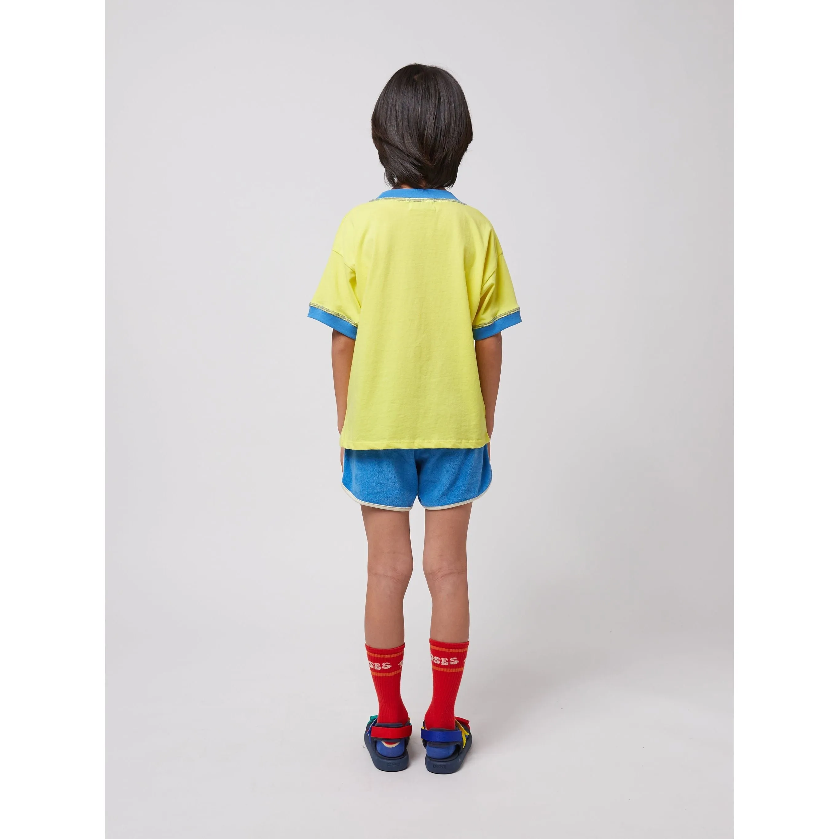 Blue Color Block Terry Cloth Shorts