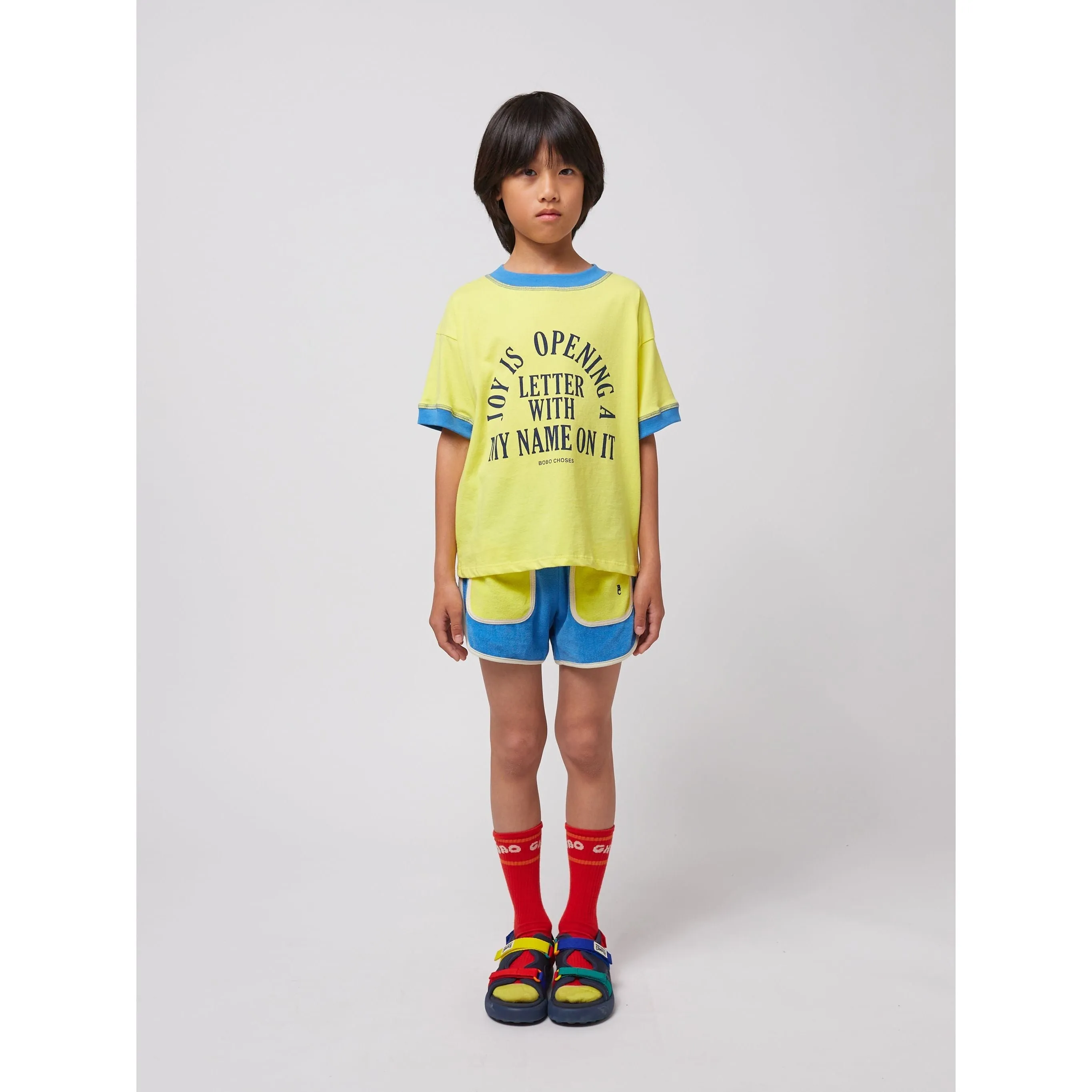 Blue Color Block Terry Cloth Shorts