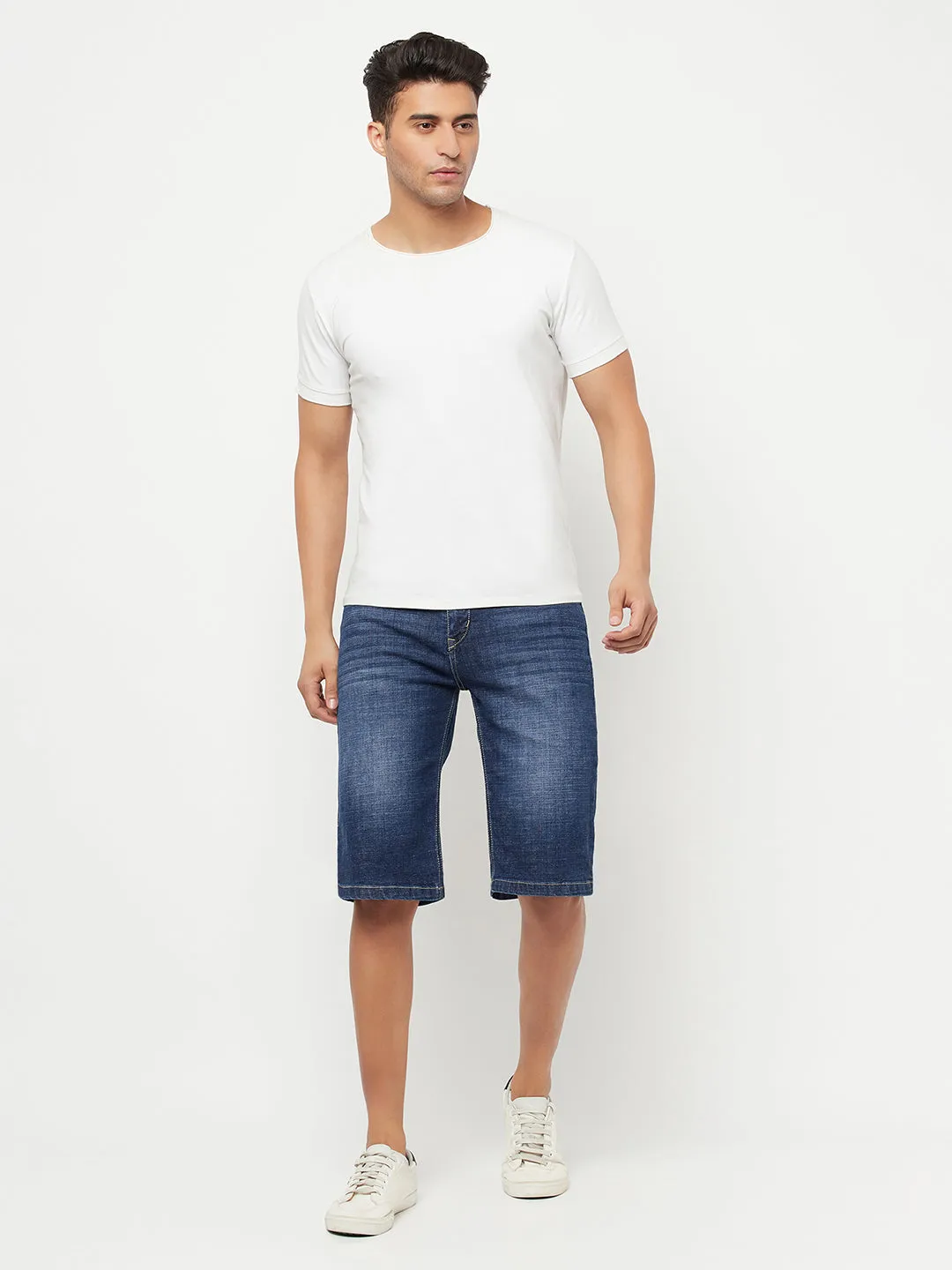Blue Light Fade Denim Shorts