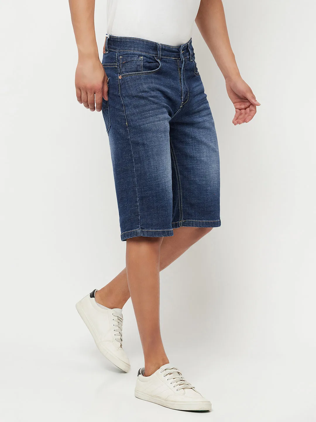 Blue Light Fade Denim Shorts