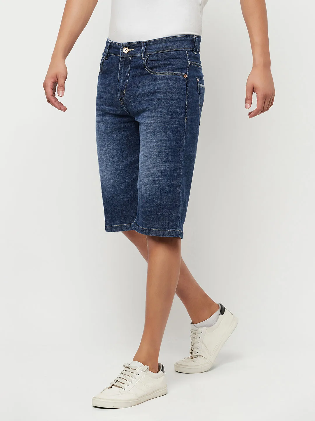 Blue Light Fade Denim Shorts