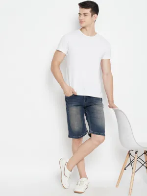 Blue Slim Fit Denim Shorts