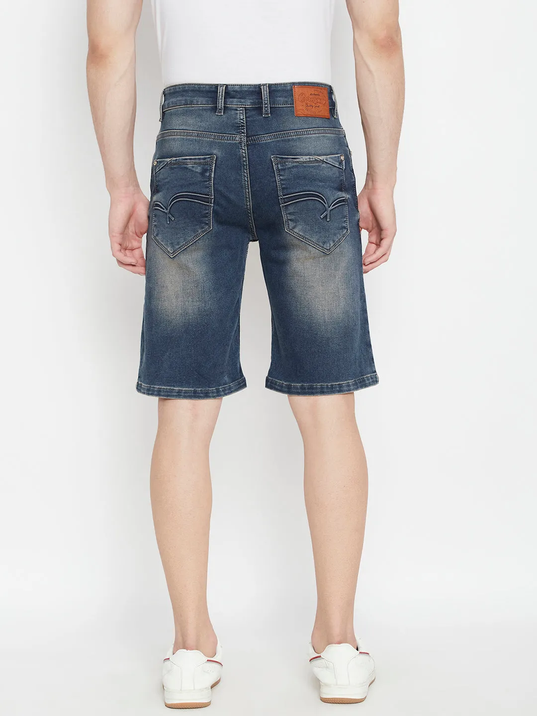 Blue Slim Fit Denim Shorts