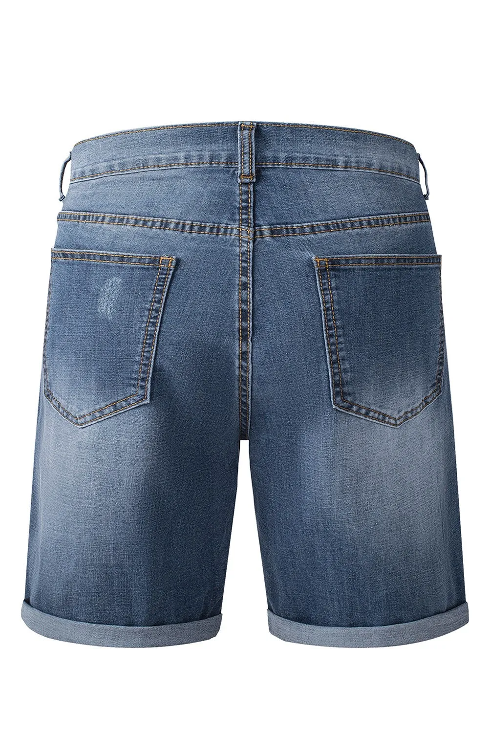 Blue Slim-fit Distressed Men's Denim Shorts