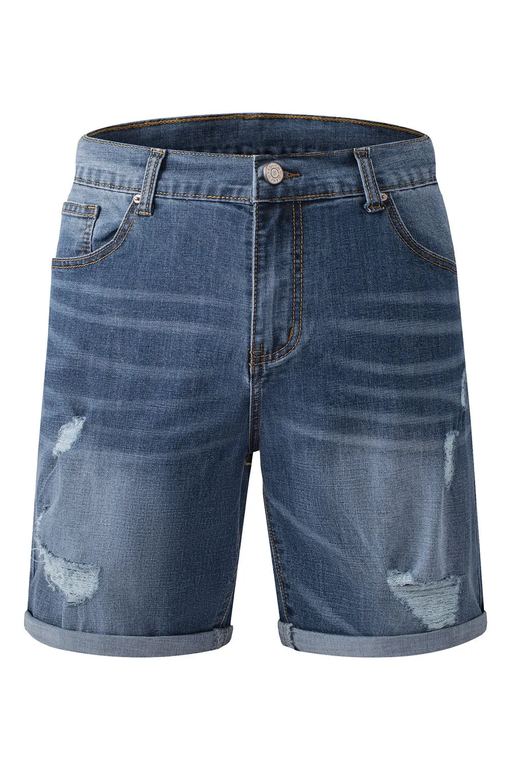 Blue Slim-fit Distressed Men's Denim Shorts