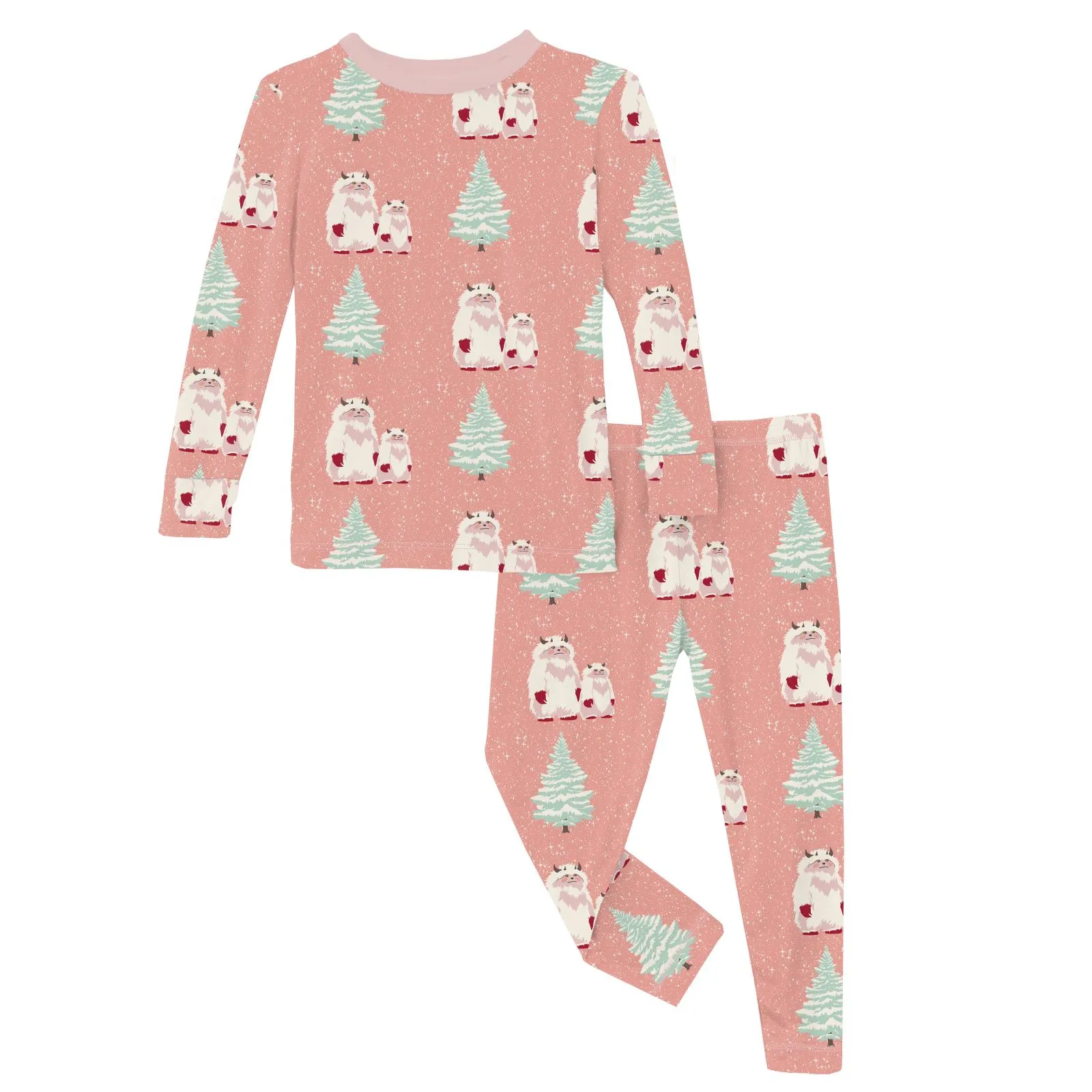 Blush Yeti Long Sleeve Pajama Set Kickee Pants  - Holiday