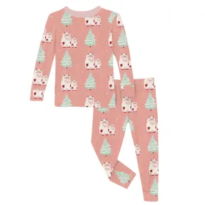 Blush Yeti Long Sleeve Pajama Set Kickee Pants  - Holiday