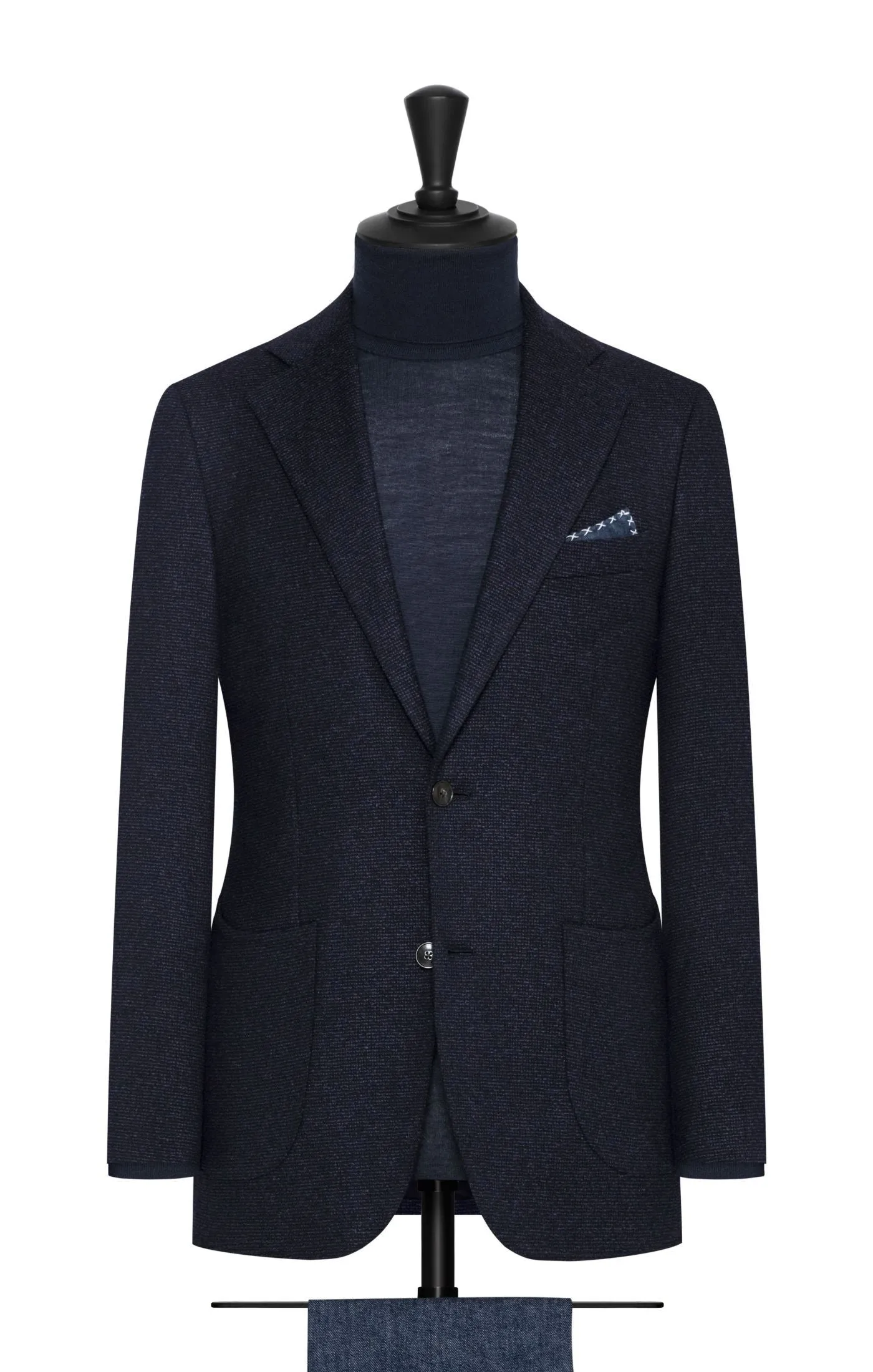 Bottoli Knit Inspired Midnight Blue Stretch Faux Wool & Cotton Blend