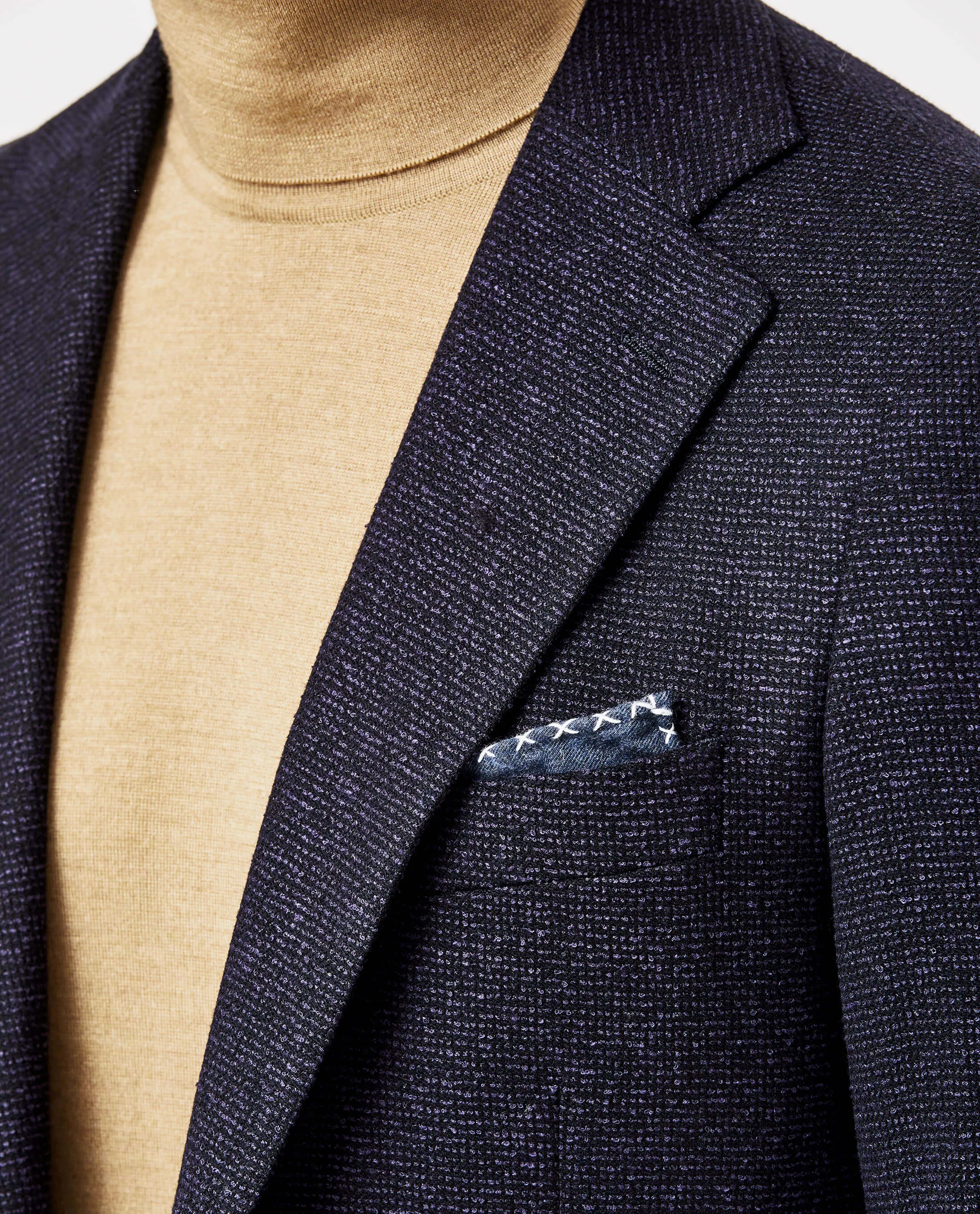 Bottoli Knit Inspired Midnight Blue Stretch Faux Wool & Cotton Blend