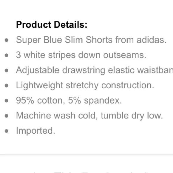 Brand new Adidas Originals slim Blue shorts
