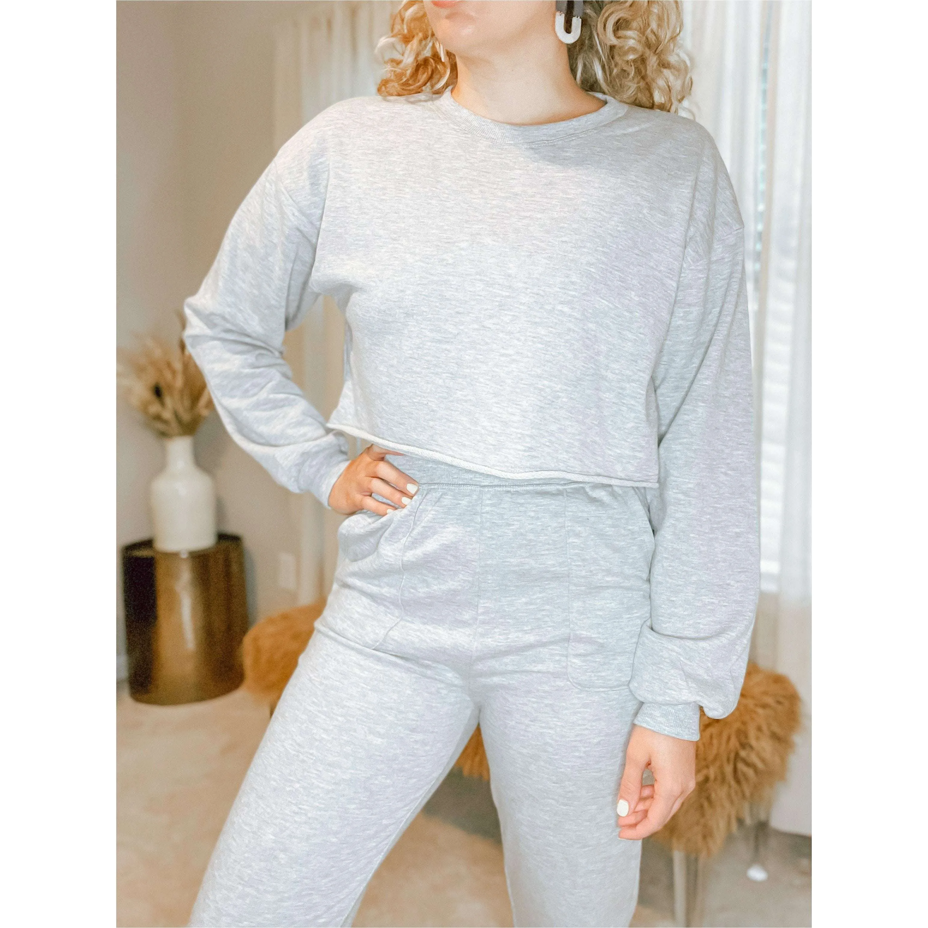 Britney Essential Cropped Top (Heather Gray)