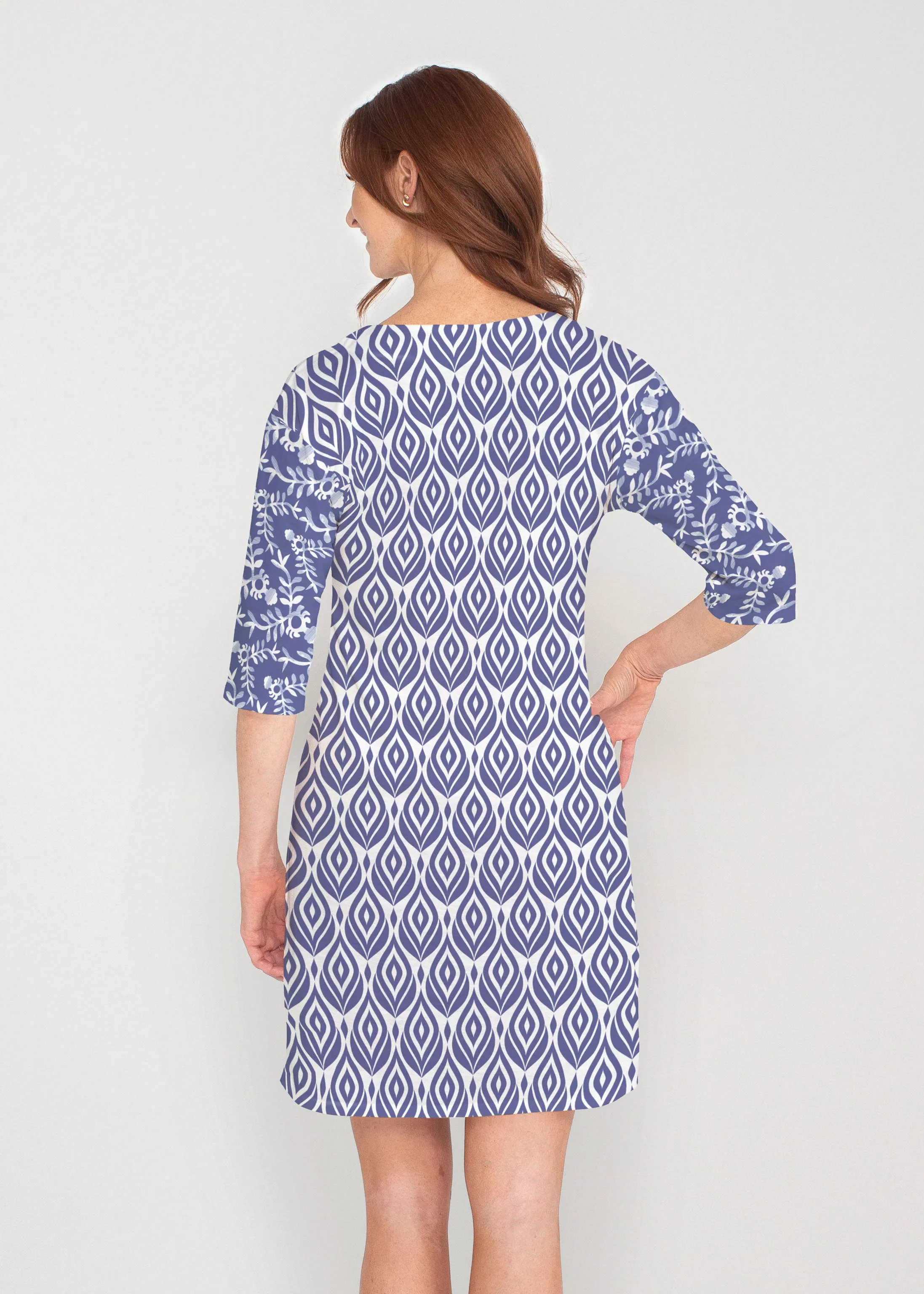 Budding Antlers (8030) ~ Drop Shoulder 3/4 Sleeve V-Neck Dress