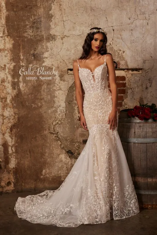 Calla Blanche Size 8 122251 Naveen Ivory/Light Nude Gown