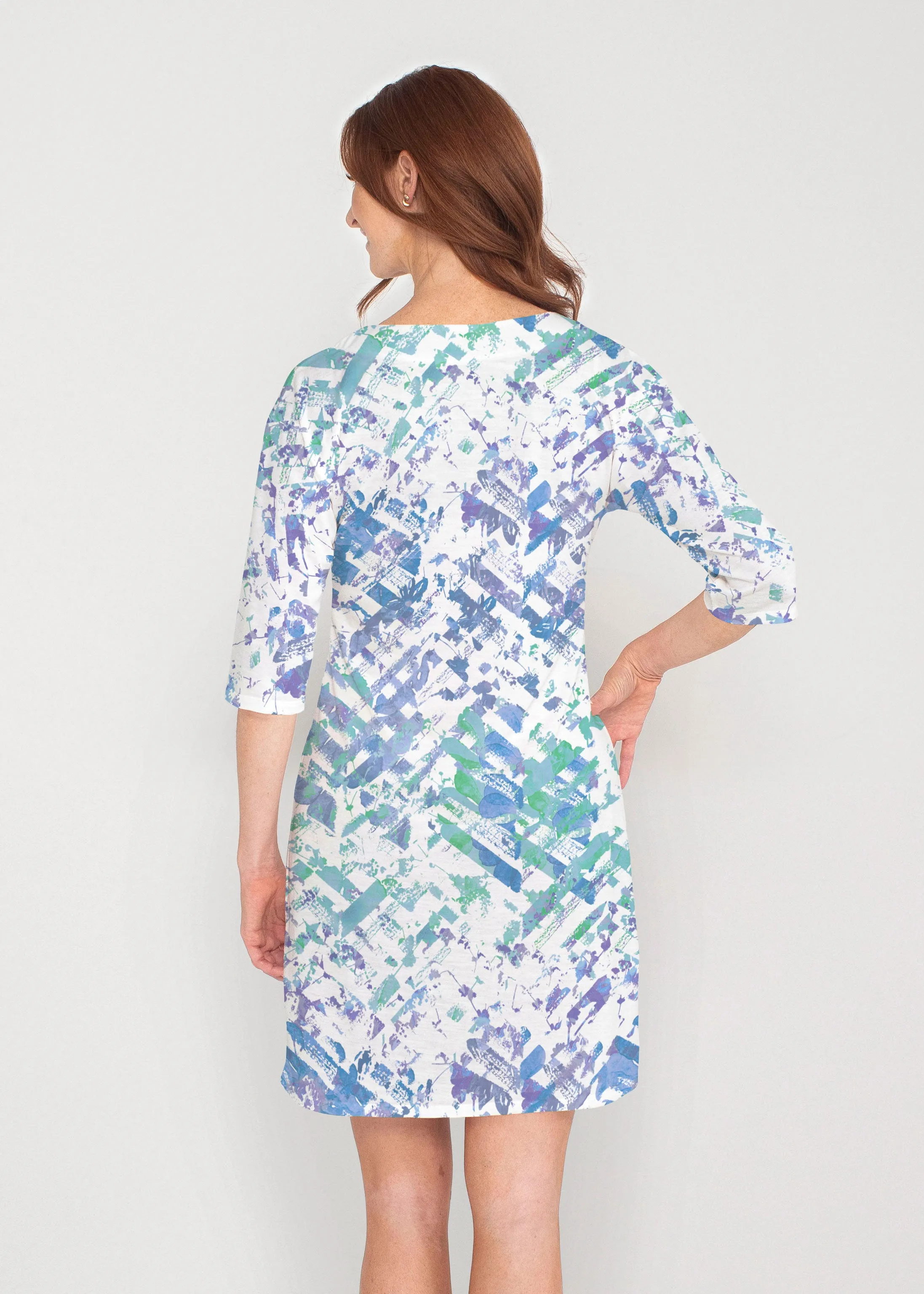 Capizee (16231) ~ Drop Shoulder 3/4 Sleeve V-Neck Dress