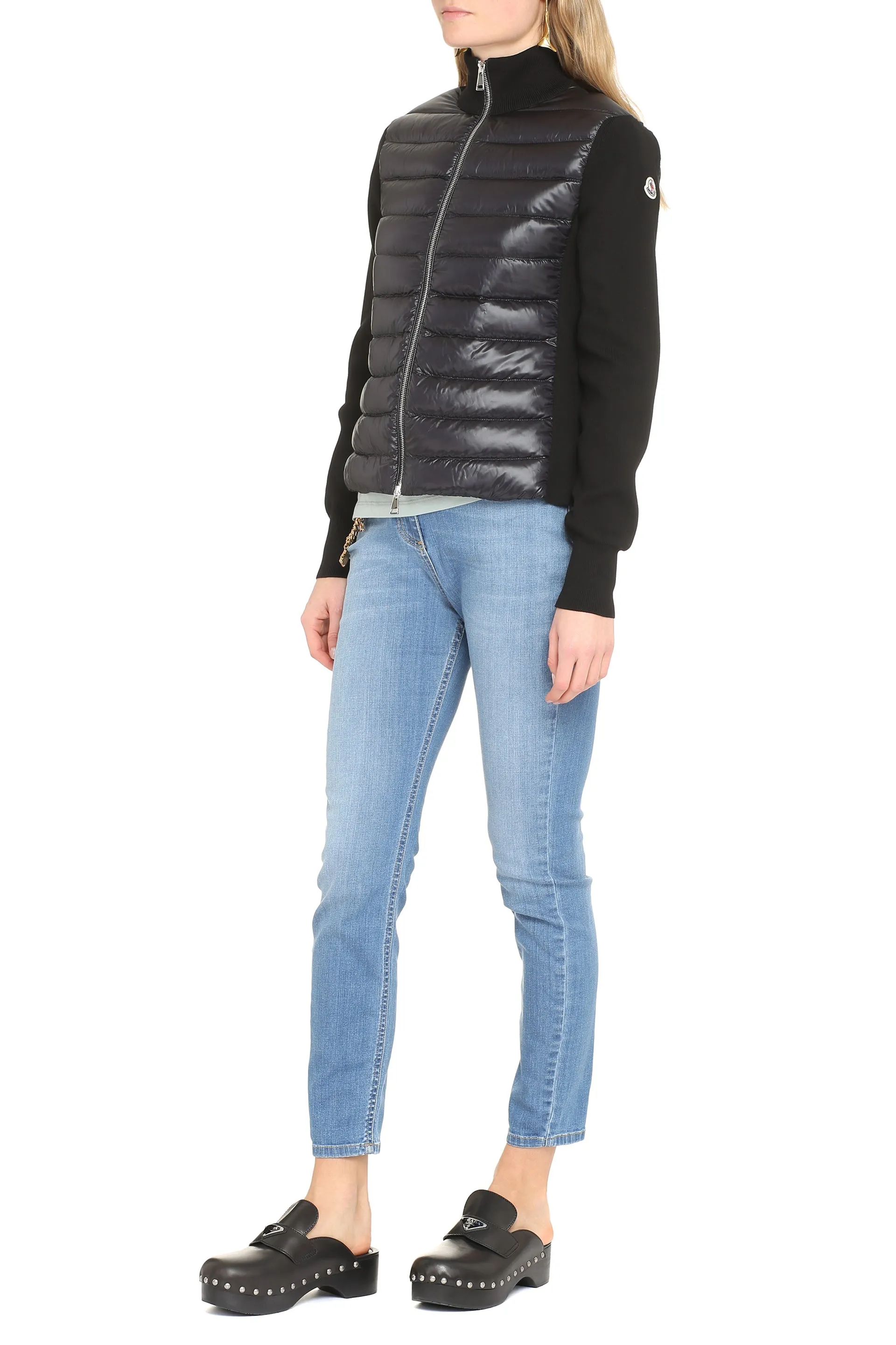 Cardigan with nylon panels