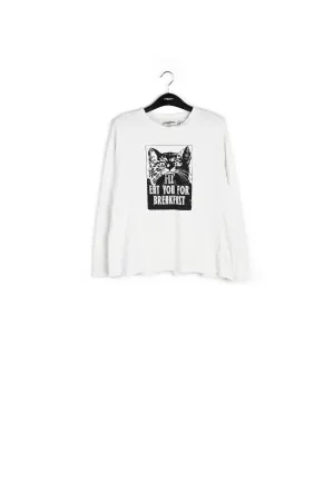 Cat print sleeve t-shirt