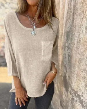 CEMAGI - Casual Cotton and Linen T-shirt