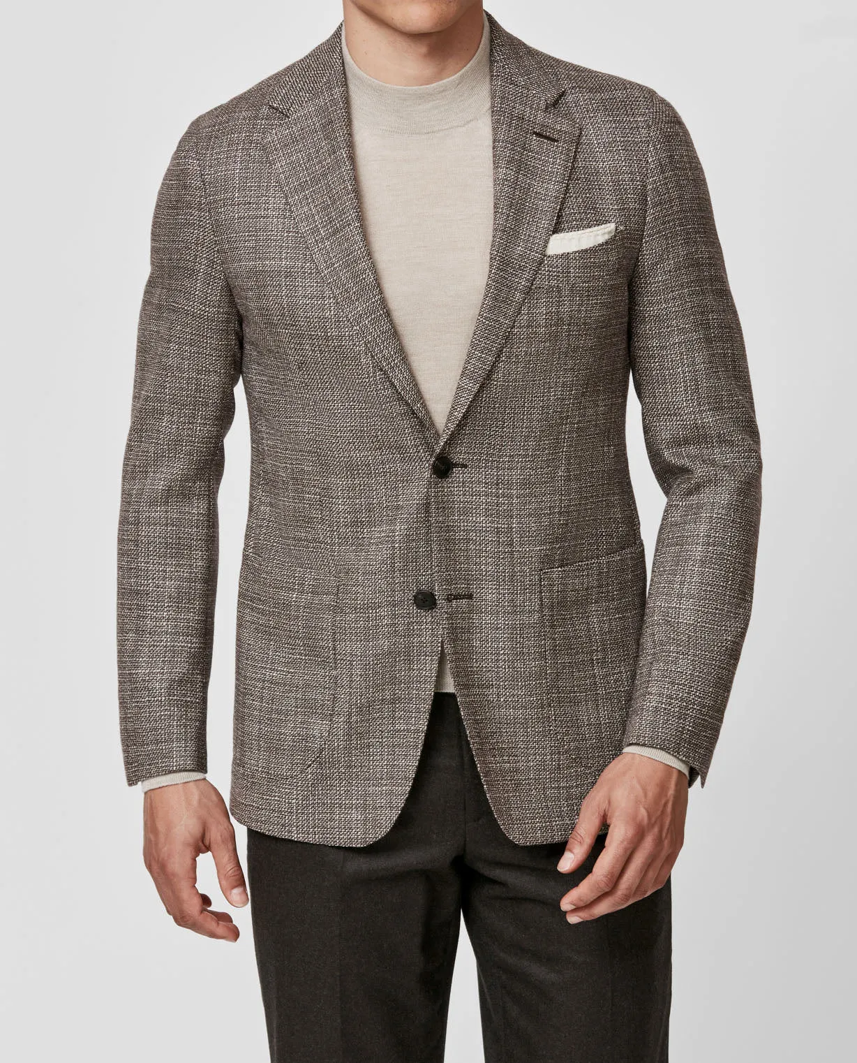 Cerruti Light & Dark Brown Wool & Silk with Micro Effect