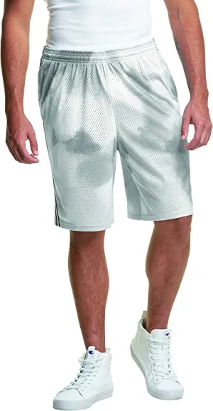 Champion Lacrosse, Mesh, Sports, Gym Shorts Men, 9", White Tonal Wash Cloud C Patch Logo, XX-Large