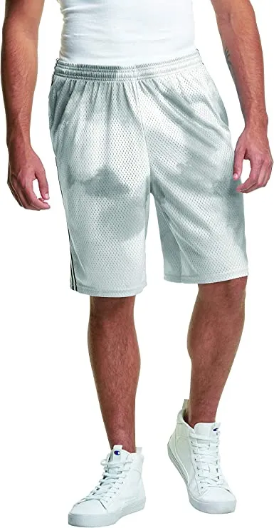 Champion Lacrosse, Mesh, Sports, Gym Shorts Men, 9", White Tonal Wash Cloud C Patch Logo, XX-Large