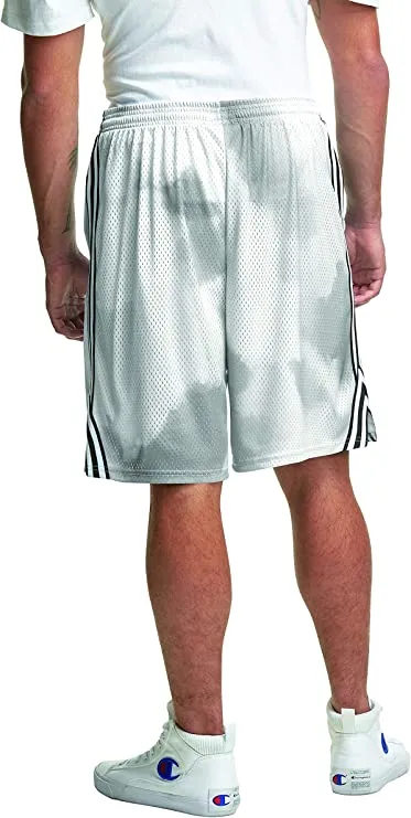 Champion Lacrosse, Mesh, Sports, Gym Shorts Men, 9", White Tonal Wash Cloud C Patch Logo, XX-Large
