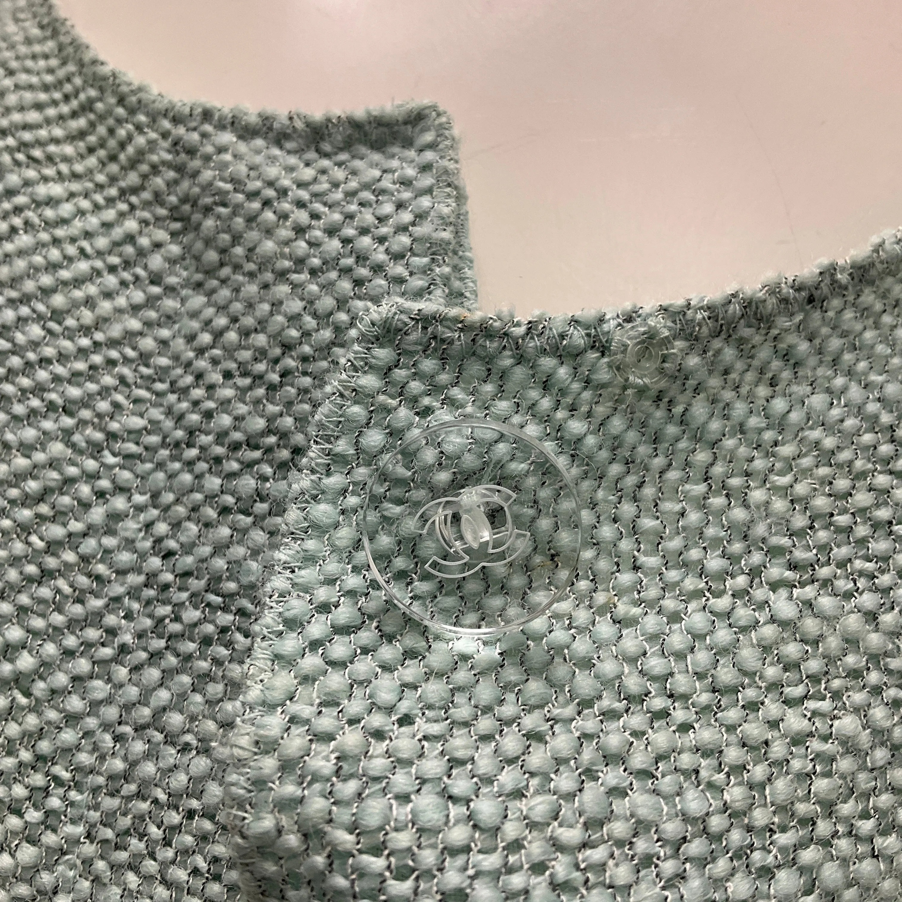 Chanel Vintage 1999 Mint Green Wool Tweed Jacket and Skirt Two-Piece Set