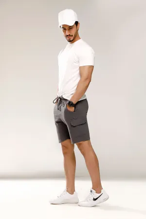 Charcoal Sweat Shorts With Cargo Pockets