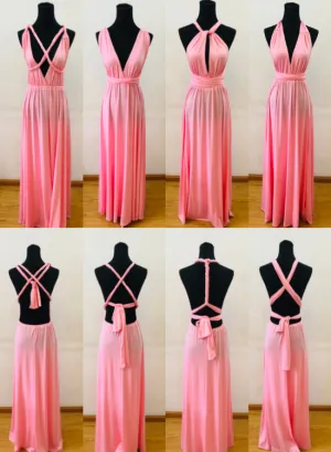 Charming Pink High Quality Multiway Bridesmaid Dress, Women Convertible Dresses