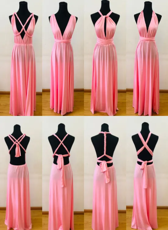Charming Pink High Quality Multiway Bridesmaid Dress, Women Convertible Dresses