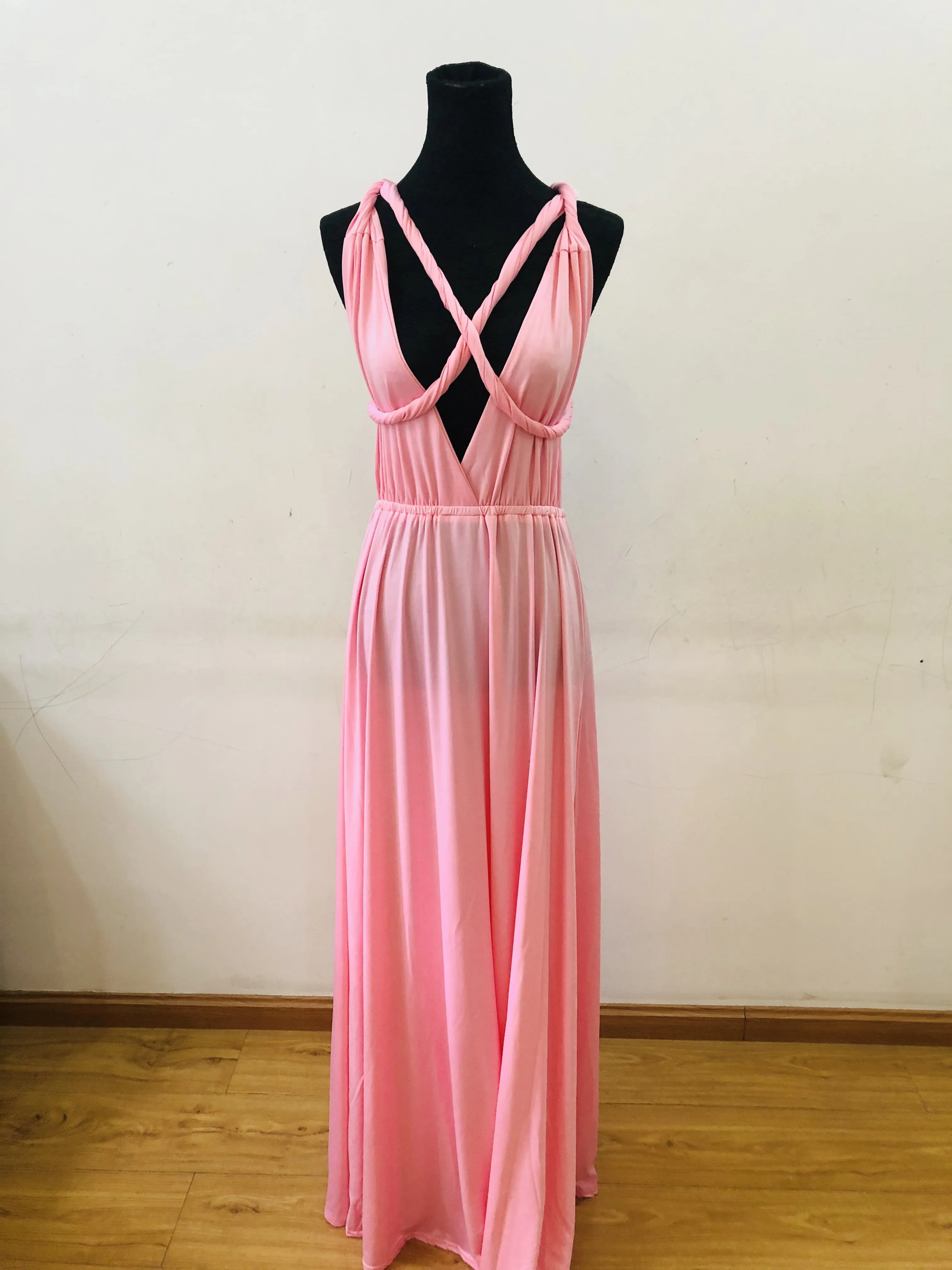 Charming Pink High Quality Multiway Bridesmaid Dress, Women Convertible Dresses
