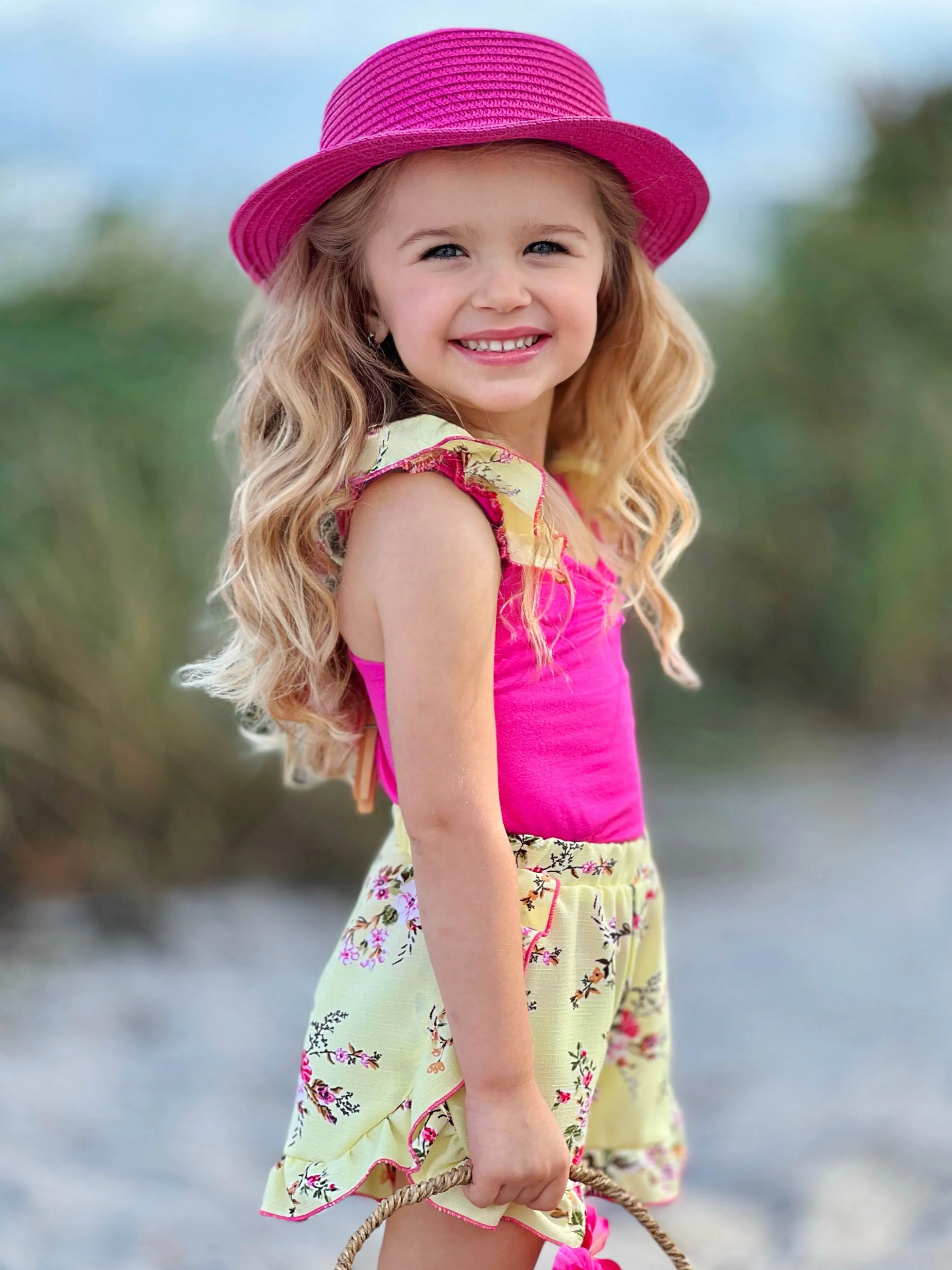 Chasing Butterflies Floral Top and Ruffle Short Set