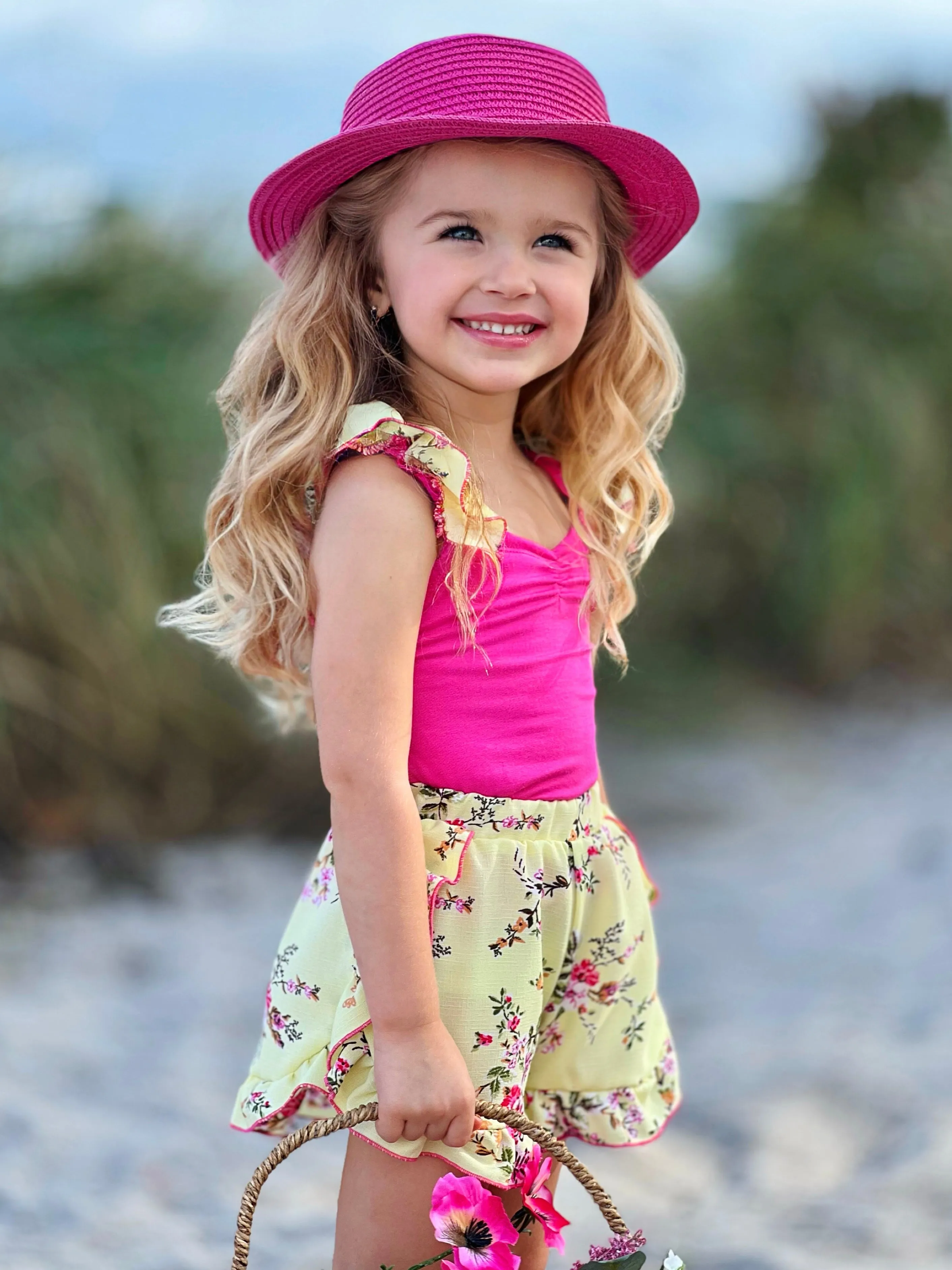Chasing Butterflies Floral Top and Ruffle Short Set