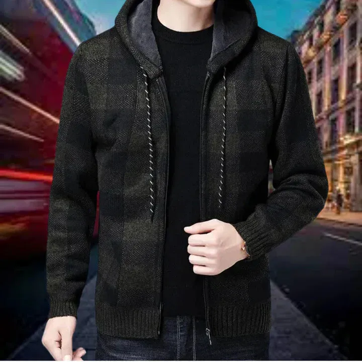 Checked hooded vest by Garson, high-quality