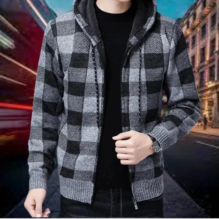 Checked hooded vest by Garson, high-quality