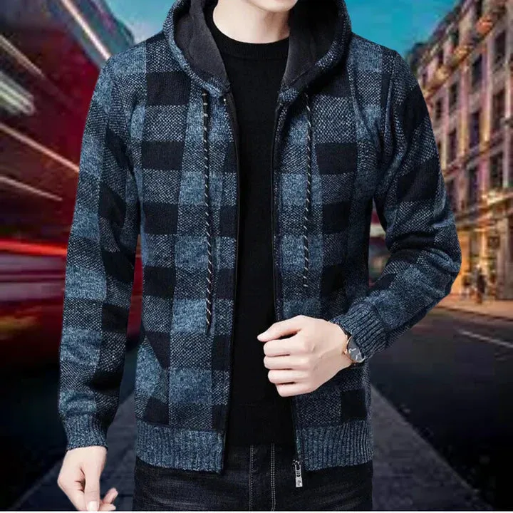 Checked hooded vest by Garson, high-quality