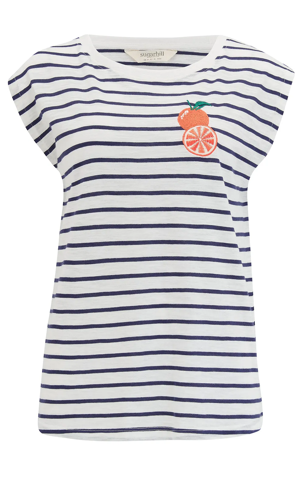 Chrissy Relaxed Tank T-shirt Off-White Navy Fruity Orange